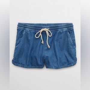 Denim tie shorts